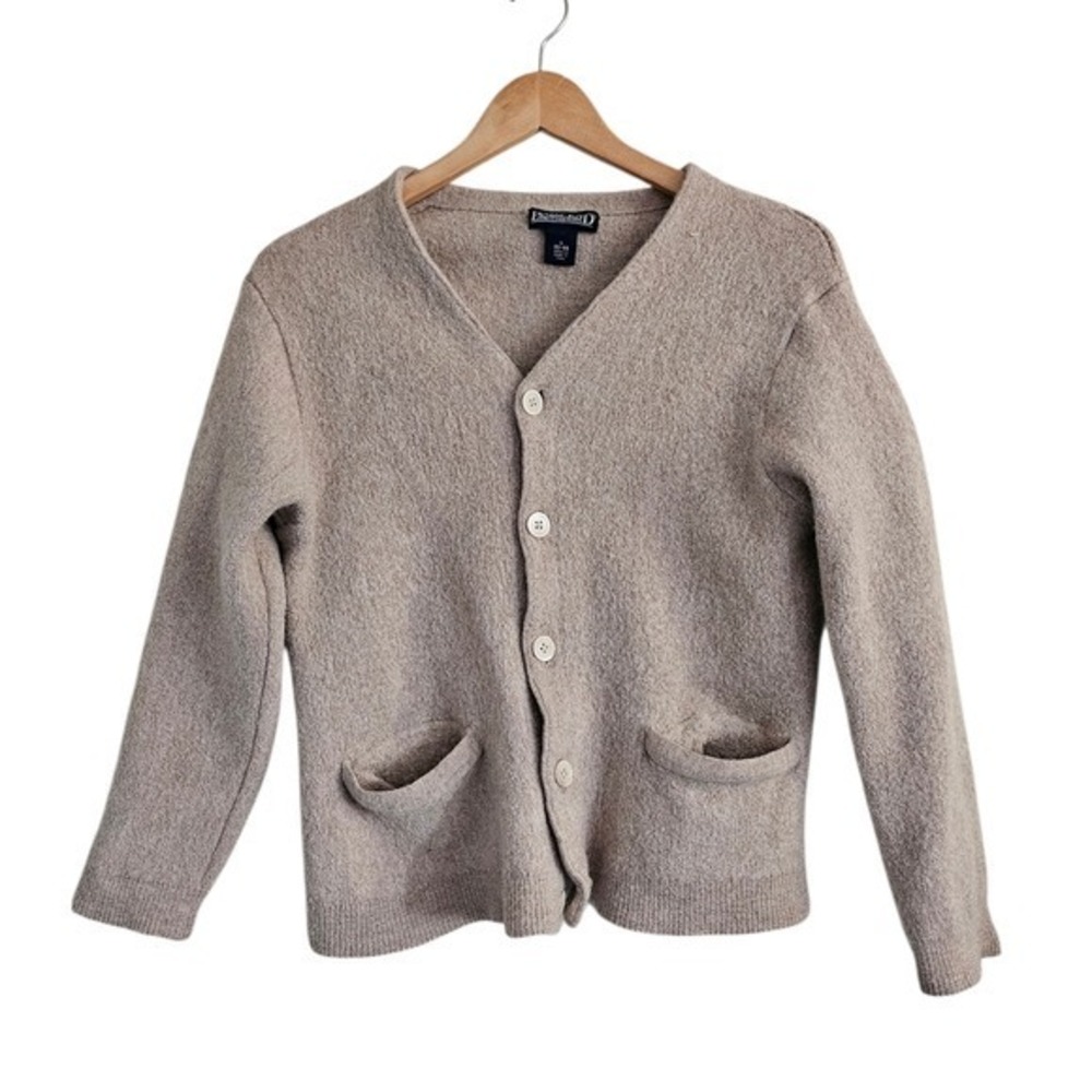 Lands End 100% Alpaca Vintage Cardigan Mens L 42-44 Oatmeal Grandpa Sweater